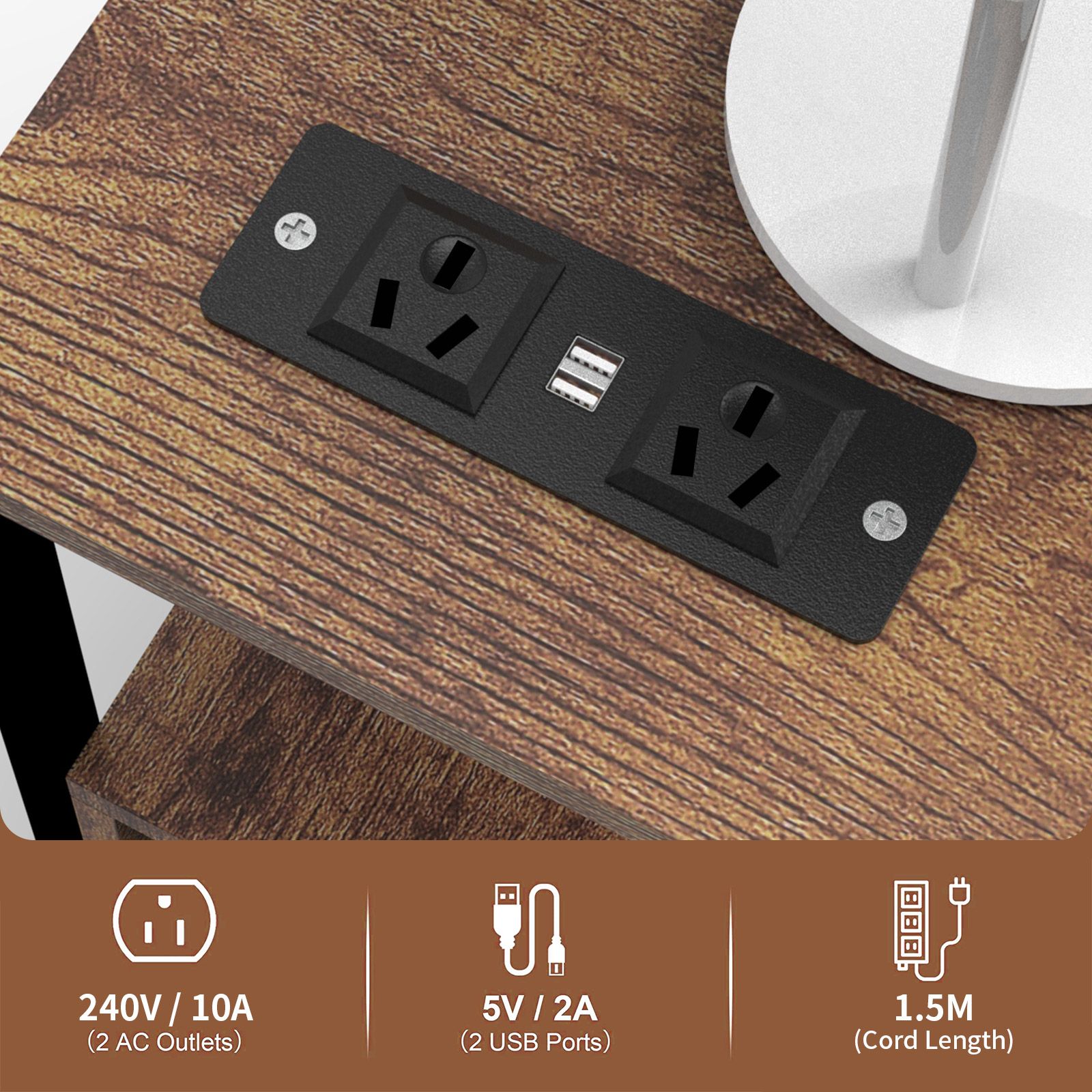 Bedside Table Drawer Shelf Sofa Bed Side Coffee Laptop Desk Narrow End Night Stand Lamp Storage Modern Living Room Bedroom Furniture Charging Station