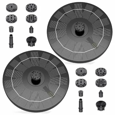Solar Fountain Pump 2.5W,16cm Solar Powered Water Fountain,Solar Pump with 6 Nozzles for Garden,Ponds,Pool,Fish Tank,Outdoor and Aquarium,2 Pack
