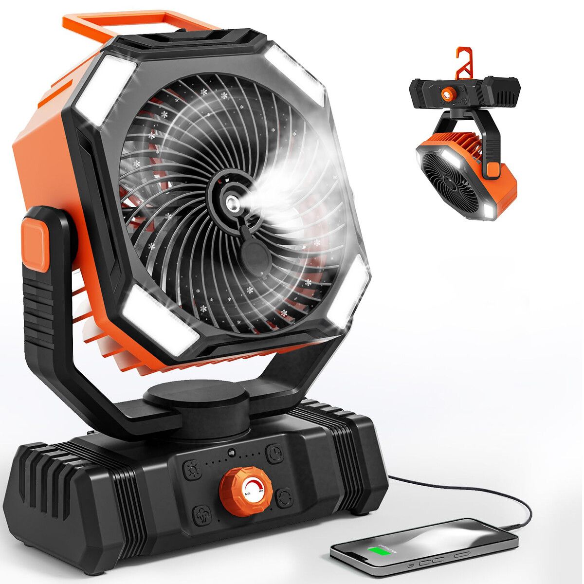 Camping Fan Rechargeable,10000mAh Battery Powered Misting Fan,Portable Battery Operated Tent Air Conditioner for Camping - Glamping Essentials