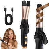 Curling Iron, Cordless Rechargeable Curling Iron, Travel Mini Flat Iron 4000 mAh, Battery Straightener and Curler 2 in 1 for Long Short Hair