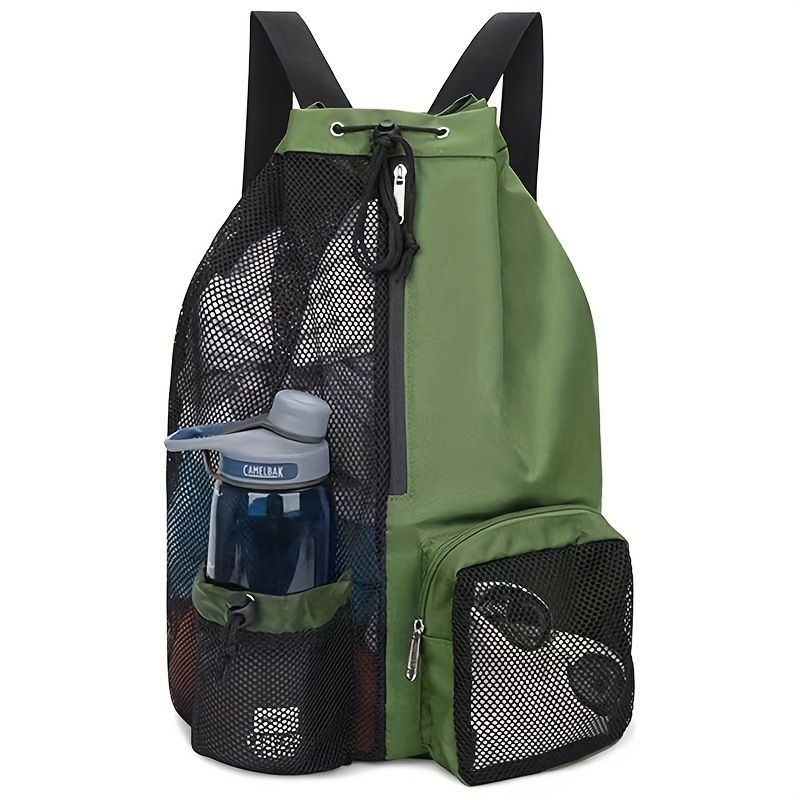 Beach Backpack with Wet Pocket Drawstring Mesh Beach Bag Waterproof Swimming Pool Backpack for Men and Women (Green)