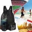 Beach Backpack with Wet Pocket Drawstring Mesh Beach Bag Waterproof Swimming Pool Backpack for Men and Women (Black)