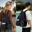 Beach Backpack with Wet Pocket Drawstring Mesh Beach Bag Waterproof Swimming Pool Backpack for Men and Women (Black)