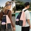 Beach Backpack with Wet Pocket Drawstring Mesh Beach Bag Waterproof Swimming Pool Backpack for Men and Women (Pink)