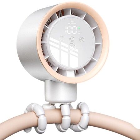 Fan Desktop Bedside Baby Stroller Octopus Stand Hand Held Fan 7 Blades Frequency Conversion Brushless Motor Strong Cold Air Frequency ICE Cooling  Gift