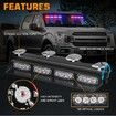 Emergency Dash Strobe Lights, Safety Flashing Warning Hazard Interior Light Bar for Construction Vehicles Trucks 36 x 3 cm, Red Blue