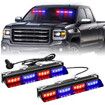 Emergency Dash Strobe Lights, Safety Flashing Warning Hazard Interior Light Bar for Construction Vehicles Trucks 36 x 3 cm, Red Blue