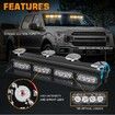 Emergency Dash Strobe Lights, Safety Flashing Warning Hazard Interior Light Bar for Construction Vehicles Trucks 36 x 3 cm, Amber White