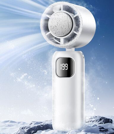 Ice Cooling Handheld Neck Fan Foldable Semiconducter Cooling Dual Use TYPEC   Outdoor Portable Silent Christmas Birthday Kids Summer Gift COL White