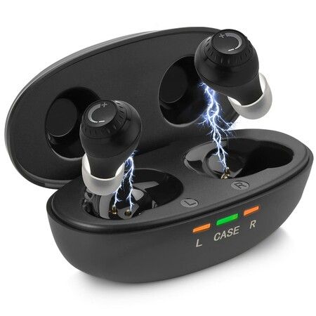 Rechargeable Hearing Aids with Noise Cancelling in-Ear Detection Volume Control Dial for Seniors,Black