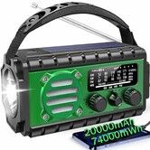 20000mah Emergency Radio,SW/NOAA/AM/FM Weather Radio,Solar Powered Hand Crank Chager with Bige Batery Powered,Portable,Cellphone Charge,SOS