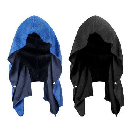 Cooling Hoodie Towels,Instant Cooling Towels for Neck and Face,UPF 50 Sun Protection,Ice Towel for Hot Weather,Head Towel,2 Pack