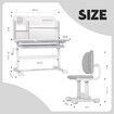 Kids Desk and Chair Set Ergonomic Children Study Writing Table Height Adjustable Stationery Storage Book Shelf Drawer School Student Drawing Learning