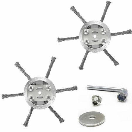 2 Pack 6 Inch Steel Wire Trimmer Head 150mm 6 Blade Replacement For String Trimmer Weed Remover Tool Lawn Mower