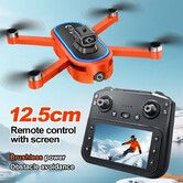 Drone RC 4K Dual Camera Quadcopter Kids 3D Flips Obstacle Avoidance Trajectory Flight with Screen Remote Control Outdoor Play Activity Color Orange