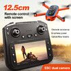 Drone RC 4K Dual Camera Quadcopter Kids 3D Flips Obstacle Avoidance Trajectory Flight with Screen Remote Control Outdoor Play Activity Color Black