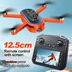 Drone RC 4K Dual Camera Quadcopter Kids 3D Flips Obstacle Avoidance Trajectory Flight with Screen Remote Control Outdoor Play Activity Color Black