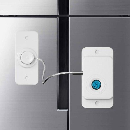 Fingerprint Fridge Lock, Refrigerator Lock with Fingerprint, for Fridge, Cabinet locks, Drawers, Dishwasher, Toilet, White