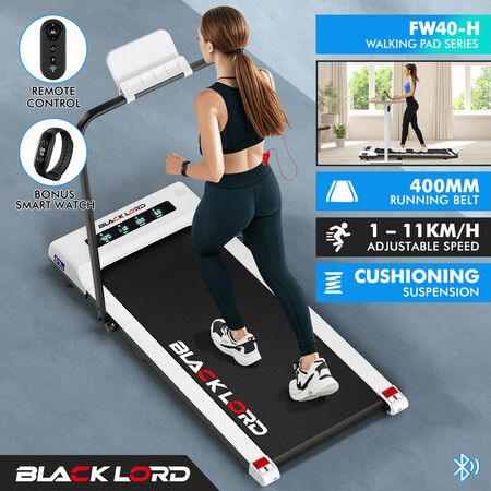 BLACK LORD Treadmill Electric Walking Pad Under Desk Foldable Gym 400mm White