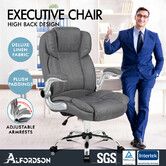 ALFORDSON Office Chair Executive Computer Gaming Racer Fabric Work Seat Grey