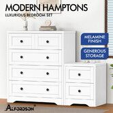 ALFORDSON 5 Chest of Drawers Bedside Table Hamptons Bedroom Storage White
