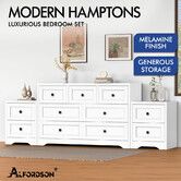 ALFORDSON 7 Chest of Drawers 2x Bedside Table Hamptons Bedroom Storage White