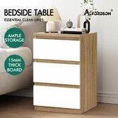 ALFORDSON Bedside Table Nightstand 3 Drawers Side End Table Wood and White