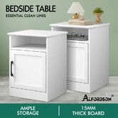 ALFORDSON 2x Bedside Table Storage Cabinet Side End Nightstand White