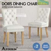 ALFORDSON 2x Dining Chair Kitchen Lounge Retro Button Tufted Wooden Velvet Beige