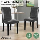 ALFORDSON 2x Dining Chairs Cafe Kitchen Chair High-Back Wooden PU Leather Grey