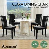 ALFORDSON 4x Dining Chairs Cafe Kitchen High-Back Chair Glossy PU Leather Black