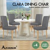 ALFORDSON 4x Dining Chair Cafe Kitchen Lounge Padded High-Back Wood Fabric Grey