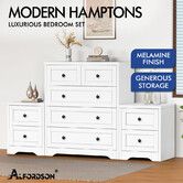 ALFORDSON 5 Chest of Drawers 2x Bedside Table Hamptons Bedroom Storage White