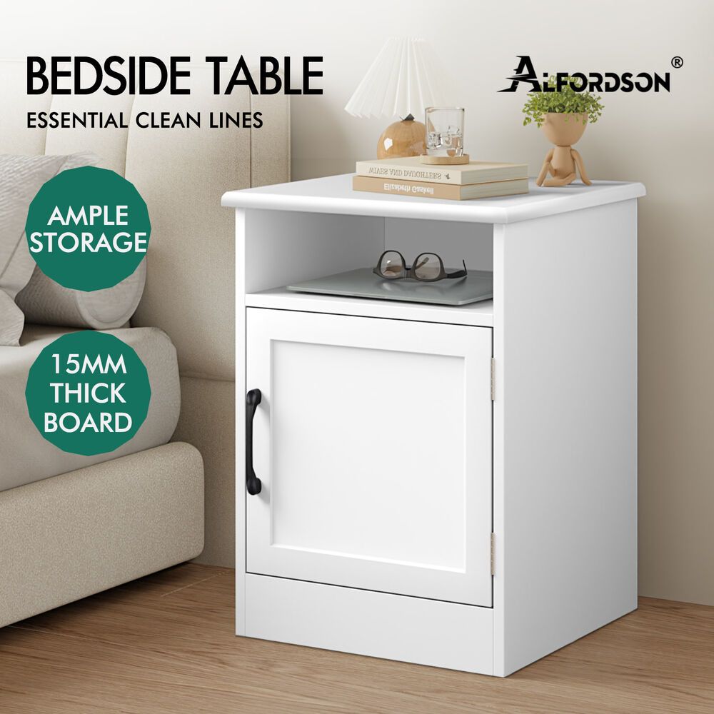 ALFORDSON Bedside Table Storage Cabinet Side End Nightstand White