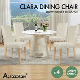 ALFORDSON 4x Dining Chairs Cafe Kitchen Chair Retro High-Back Wood Fabric Beige