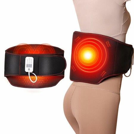 Heated Wireless Back Massager Belt Inflatable for Instant Back Relief Lumbar Decompression Belt with Heating Vibration Black Velvet