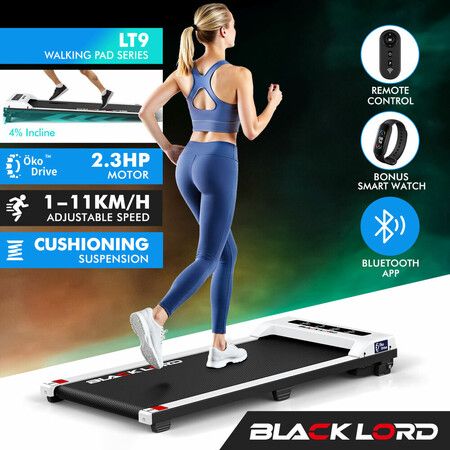 BLACK LORD Treadmill Electric Walking Pad Under Desk Home Office Fitness White