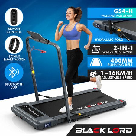 BLACK LORD Treadmill 2 IN 1 Electric Walking Pad 400mm Hydraulic Foldable Grey