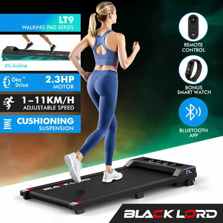 BLACK LORD Treadmill Electric Walking Pad Under Desk Home Office Fitness Black