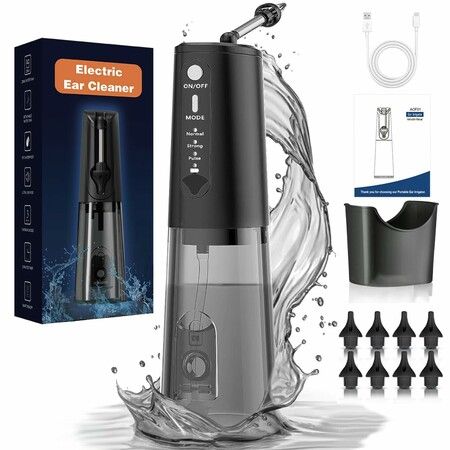 Electric Ear Wax Removal with 3 Working Modes Water Ear Cleaner for Earwax Buildup, Rechargeable Ear Irrigation Flushing System