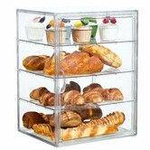 Pastry Display Case,Bread Box for Kitchen Countertop,4 Layers Adjustable Clear Bread Storage with Magnetic Door Bakery Pastry Display15.5x11.4x9.8inch
