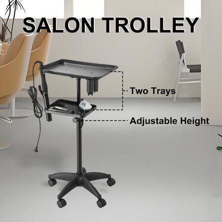Salon Trolley Cart Hairdressing Hair Colouring Extension Tray Storage Spa Beauty Tattoo Tool Stand on Wheels Rolling Organiser Adjustable Equipment