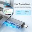 SD Card Reader, 3 in 1 Memory Card Reader, Multi-functional, Data Transfer, Type-C, Micro USB, USB, SD, USB Camera Adapter, 0TG Function, Converter