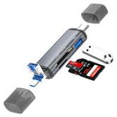 SD Card Reader, 3 in 1 Memory Card Reader, Multi-functional, Data Transfer, Type-C, Micro USB, USB, SD, USB Camera Adapter, 0TG Function, Converter