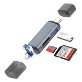 6 in 1 SD Card Reader, 3 Male USB A, USB C, Lightning PC Card Reader High Speed OTG Adapter, Support SDHC, SDXC, MMC, USB Flash Drives
