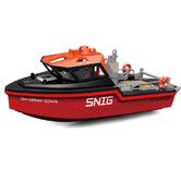 Remote Control Boat for Pool, Remote Control Rescue Boat with Turbine Water Jet/Brushless Power, 2.4Ghz Low-Speed Model Ship for Kids (Black Red)