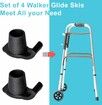 2 Pcs Walker Skis Glides for Folding Walkers, Walker Glides for Seniors, Essentials Walker Accessories Mobility Aid Accessory for Seniors, Black
