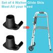 2 Pcs Walker Skis Glides for Folding Walkers, Walker Glides for Seniors, Essentials Walker Accessories Mobility Aid Accessory for Seniors, Black