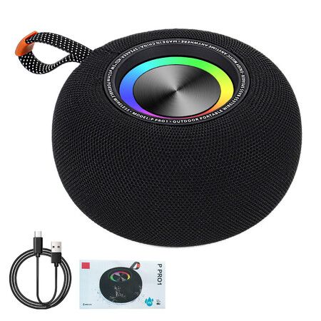 Portable Wireless Bluetooth Speakers, IPX6 Waterproof Small Shower Speaker, Loud Stereo Sound with Carry Lanyard for Outdoor (Black)