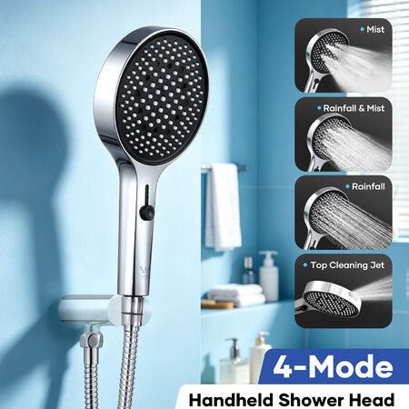 Luxury Handheld Shower Head 3-Mode Soft Rainfall Sprayer Large Hand Shower (Chrome)